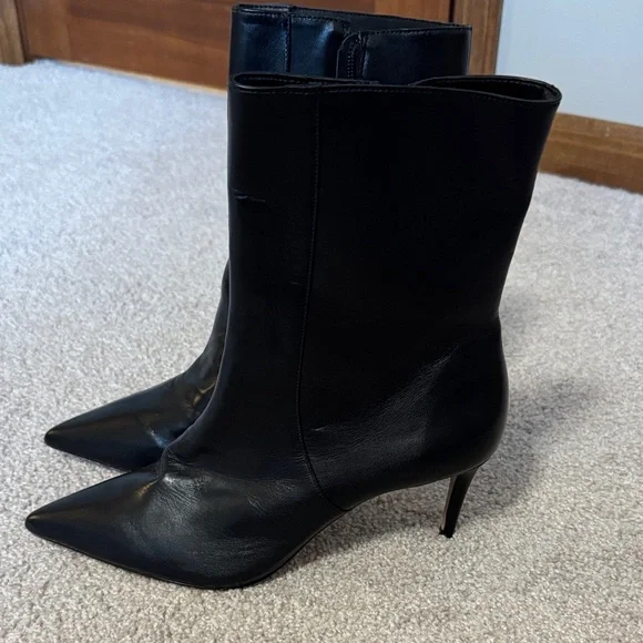 SCHUTZ Black Heeled Leather Boots - Picture 1 of 6